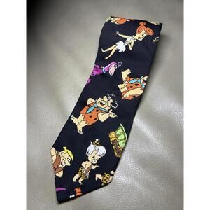 Ralph Marlin Flintstones Men’s 100% Cotton Tie Necktie Black D2